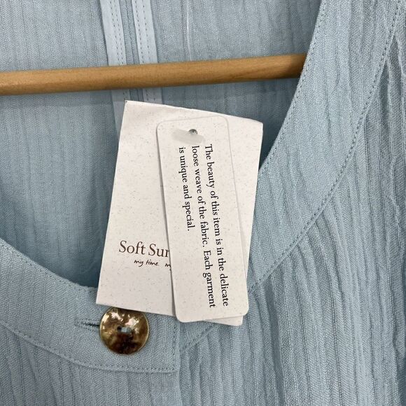 Soft Surroundings Tunic Top Size Small Womens Blue Talia Button Up Blouse Gauze - Picture 5 of 8